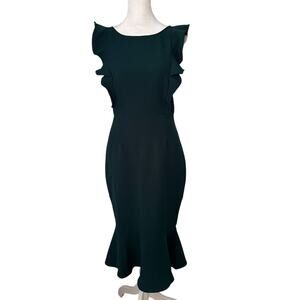 Lulu's Hearts Aflutter emerald green sleeveless midi cocktail dress size S